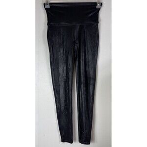 Spanx By Sara Blakely Faux Leather Slim Nylon Leggings Women’s Size L Shapewear